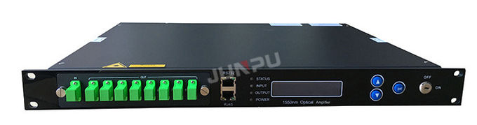 8 Port 1550 Catv Edfa Fiber Optic Amplifier 19dbm 2 Power Supply 1U Rack 1